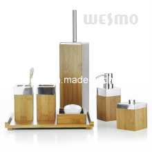 Set de baño de bambú con tapa de metal (WBB0304A)